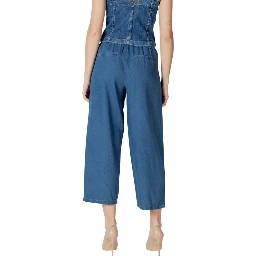 Blue Cotton Cropped Jeans