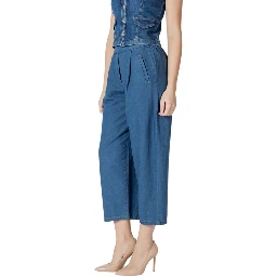 Blue Cotton Cropped Jeans