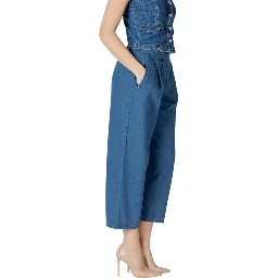 Blue Cotton Cropped Jeans