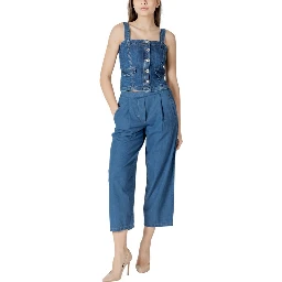 Blue Cotton Cropped Jeans