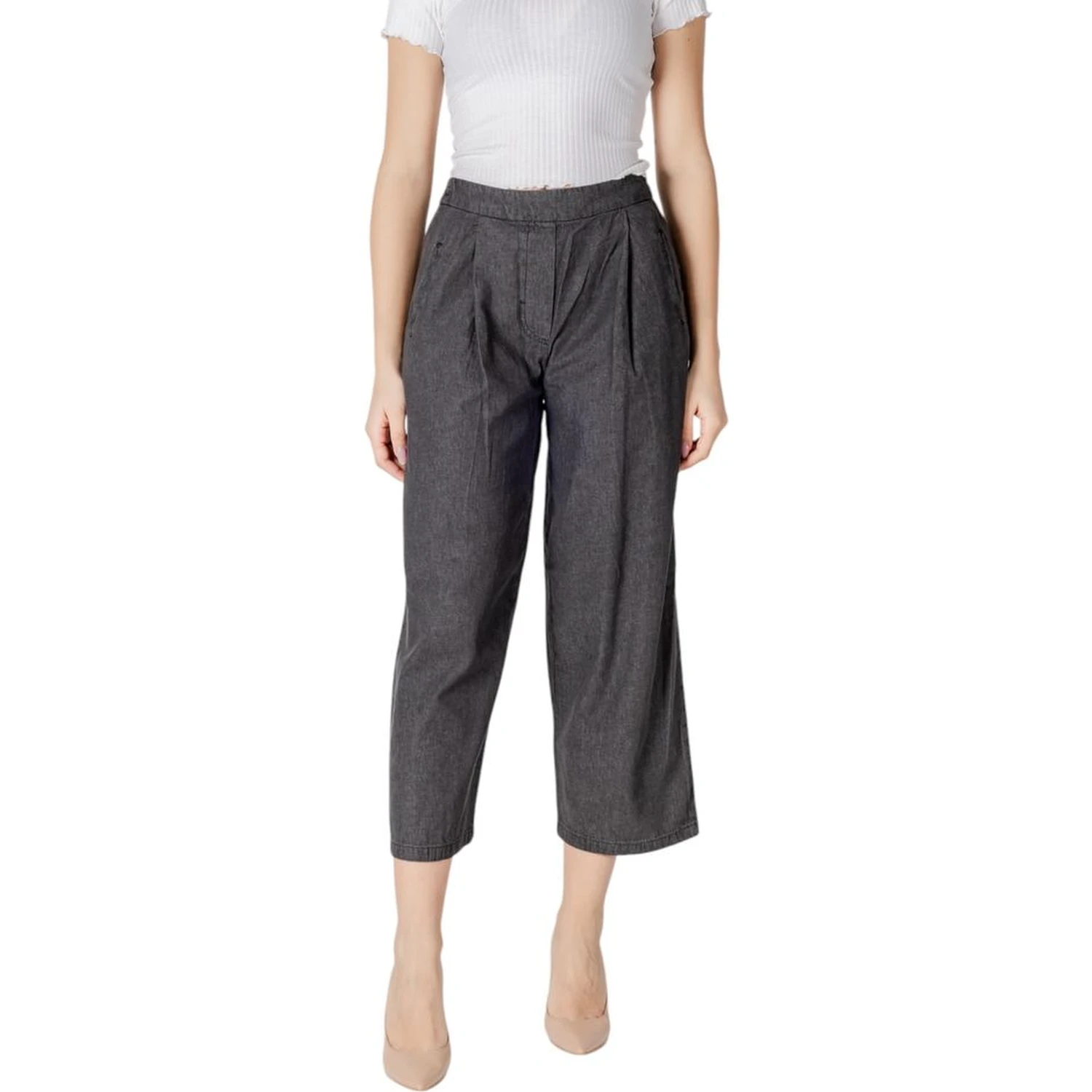 Black Cotton Cropped Jeans