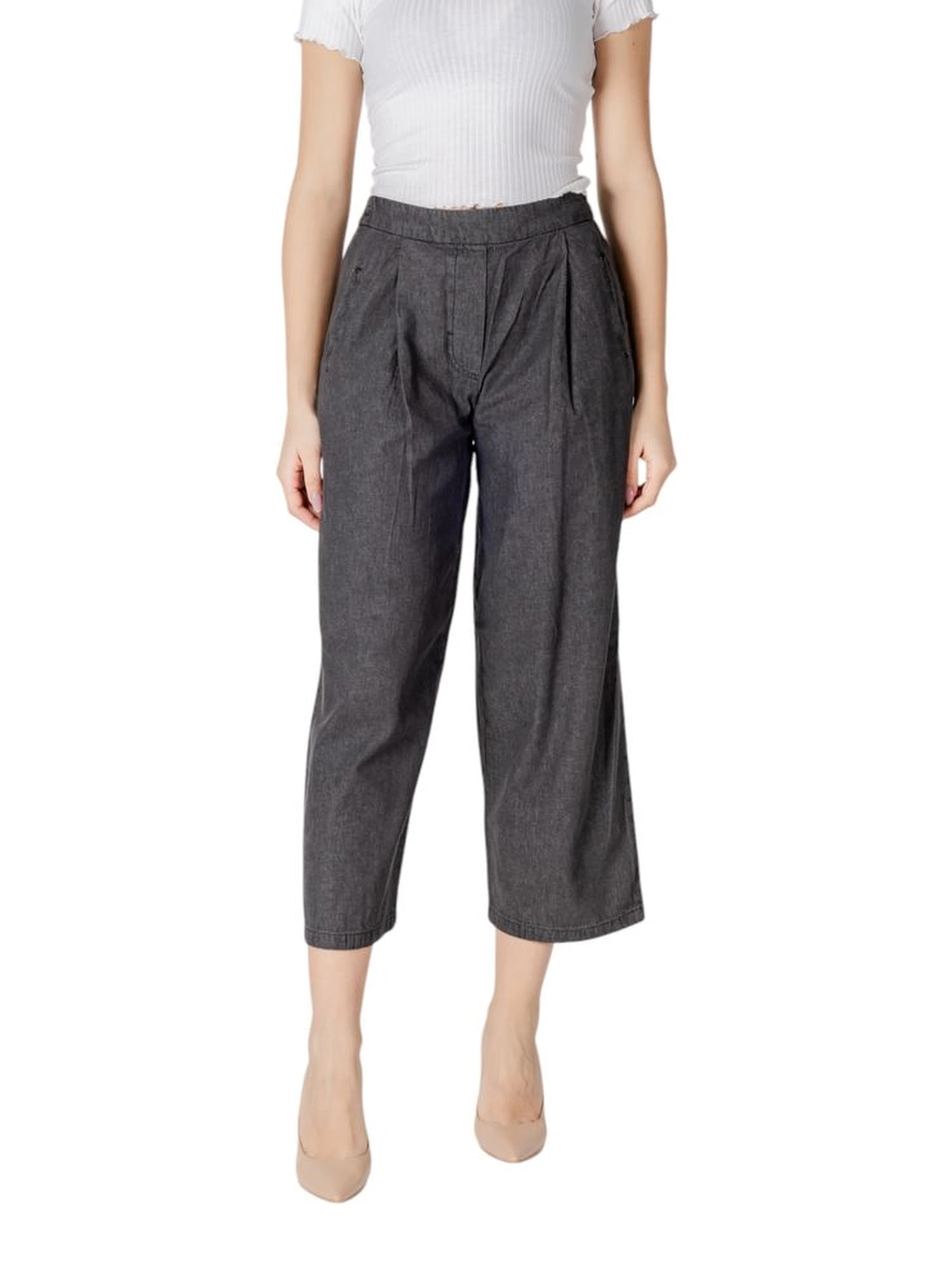 Black Cotton Cropped Jeans