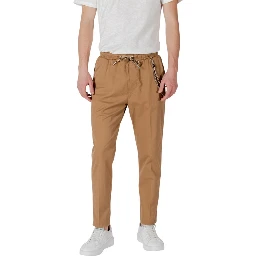 Brown Cotton Casual Pants