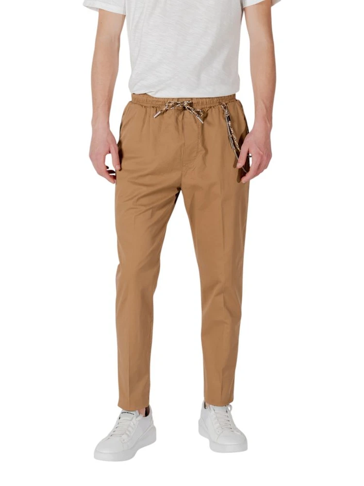Brown Cotton Casual Pants