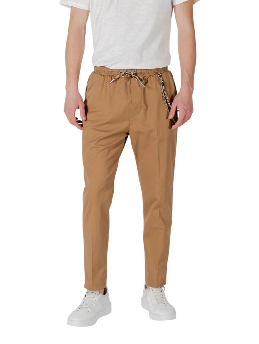 Brown Cotton Casual Pants