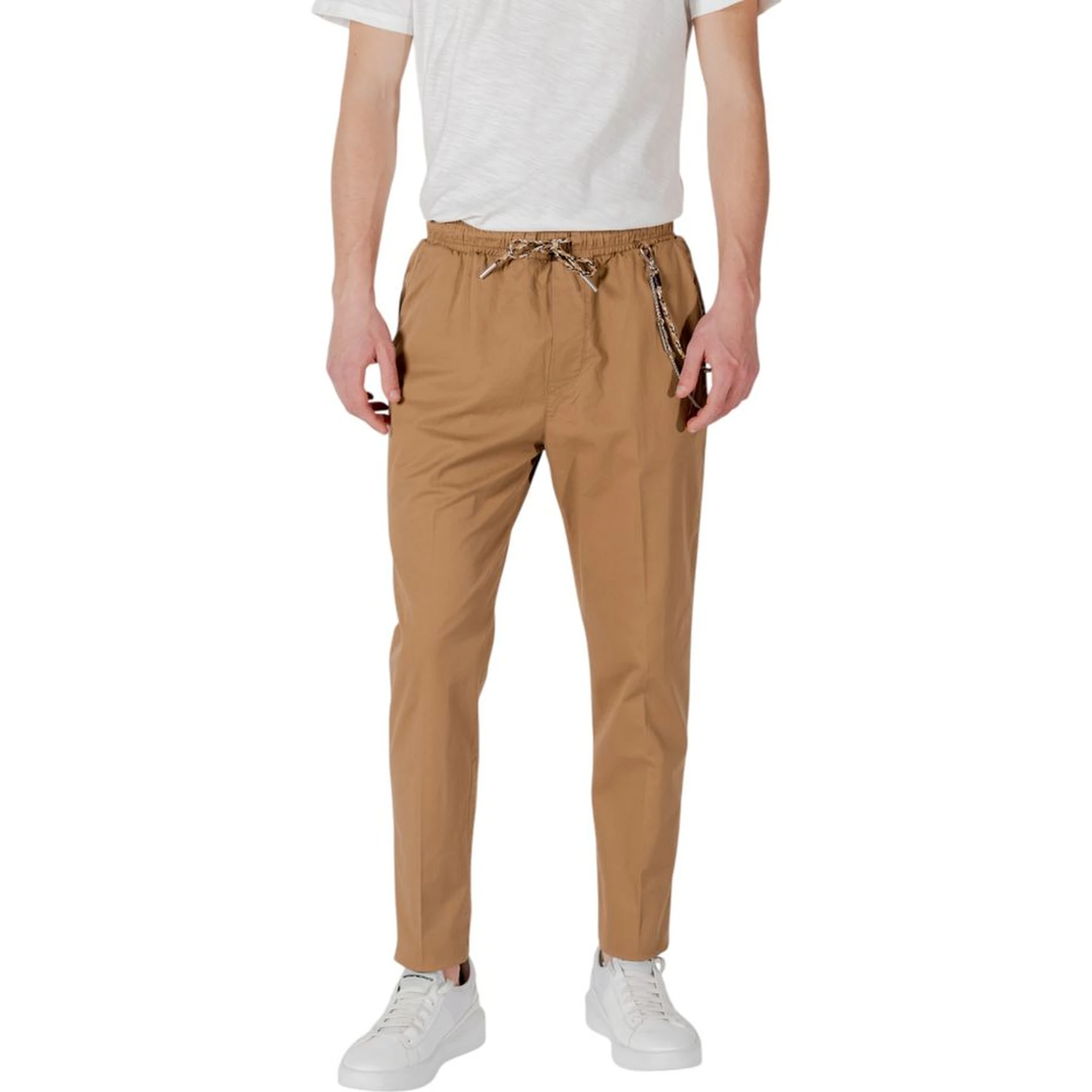 Brown Cotton Casual Pants