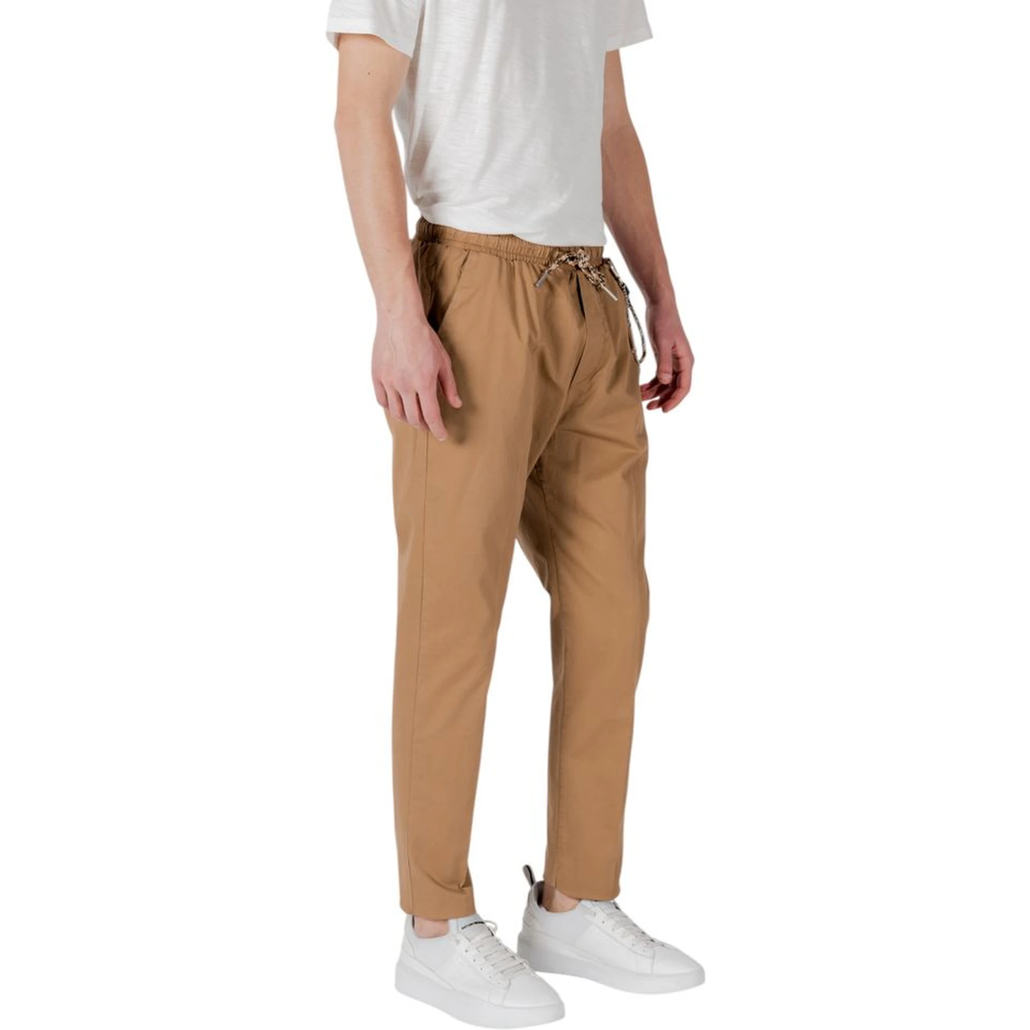 Brown Cotton Casual Pants