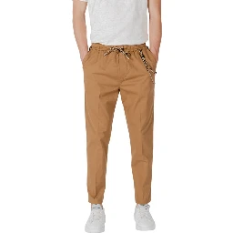 Brown Cotton Casual Pants