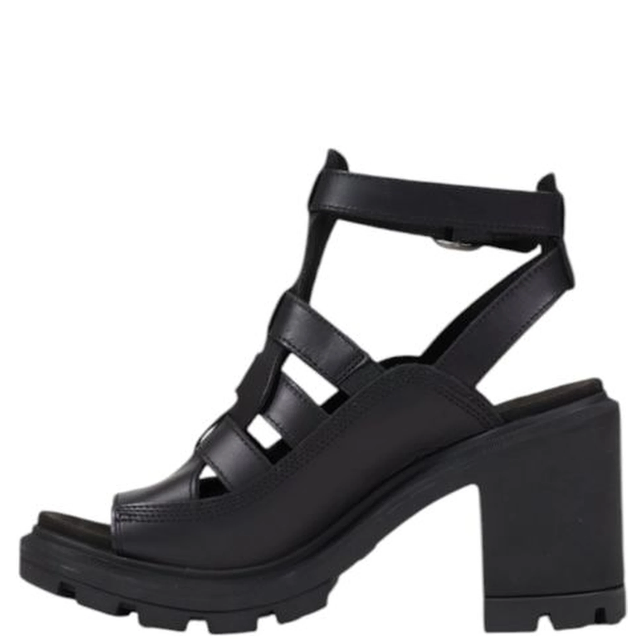 Black Leather Platform Sandals