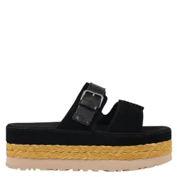 Black Suede Leather Platform Sandals