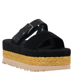 Black Suede Leather Platform Sandals