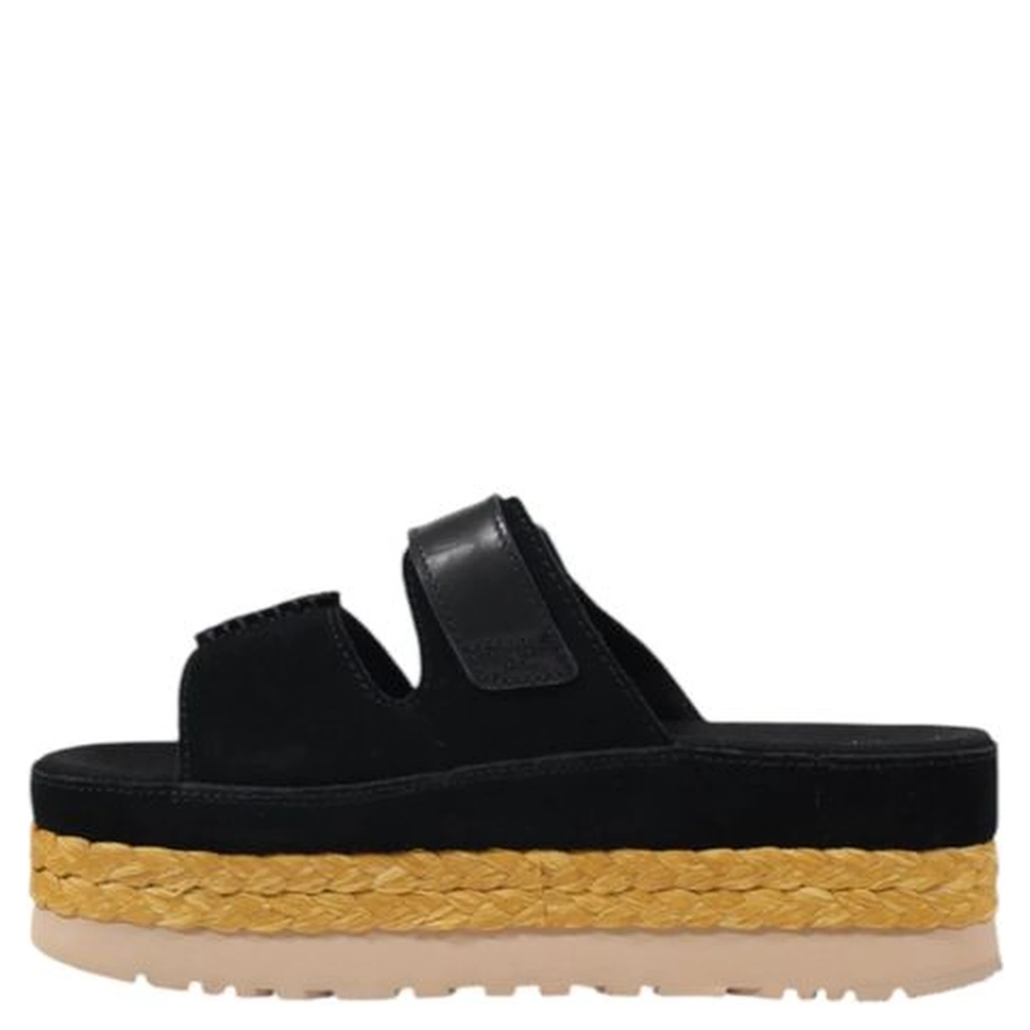 Black Suede Leather Platform Sandals