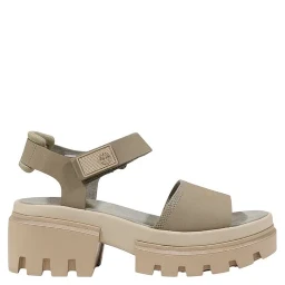 Beige Leather Platform Sandals