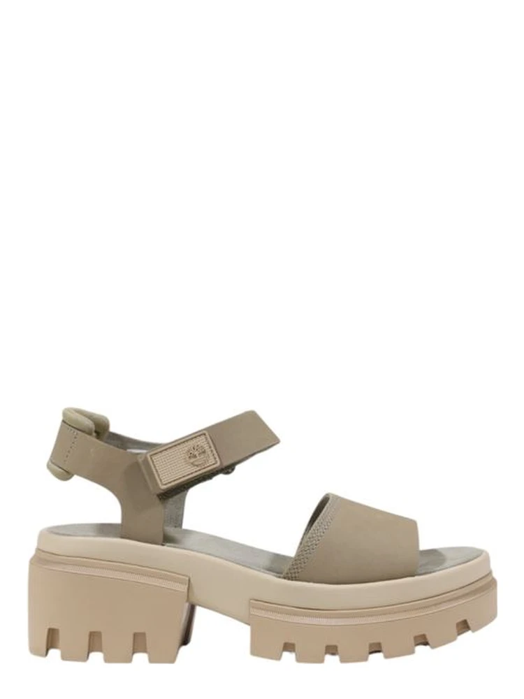 Beige Leather Platform Sandals