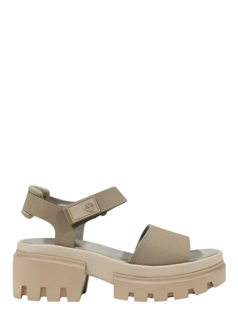 Beige Leather Platform Sandals