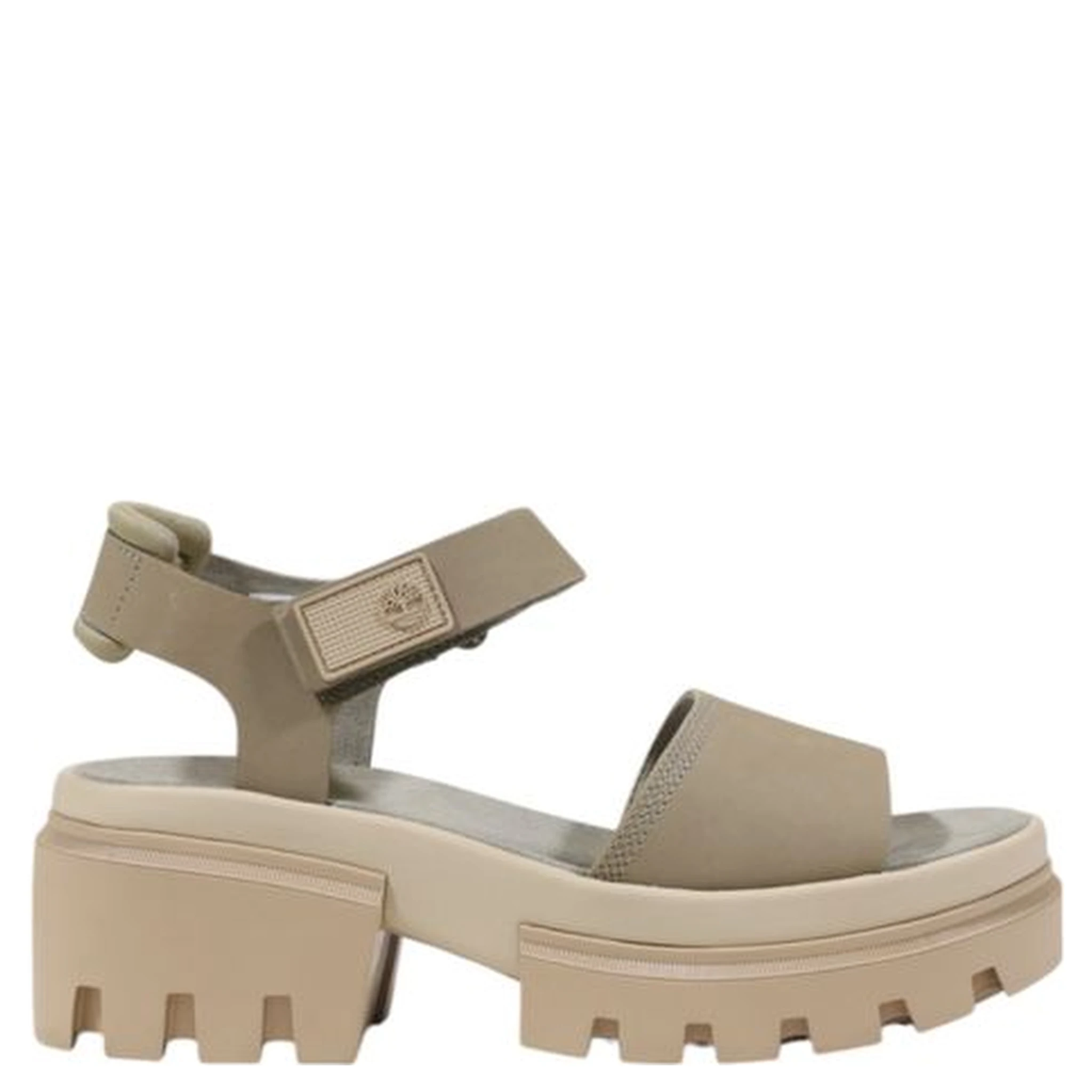 Beige Leather Platform Sandals