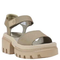 Beige Leather Platform Sandals