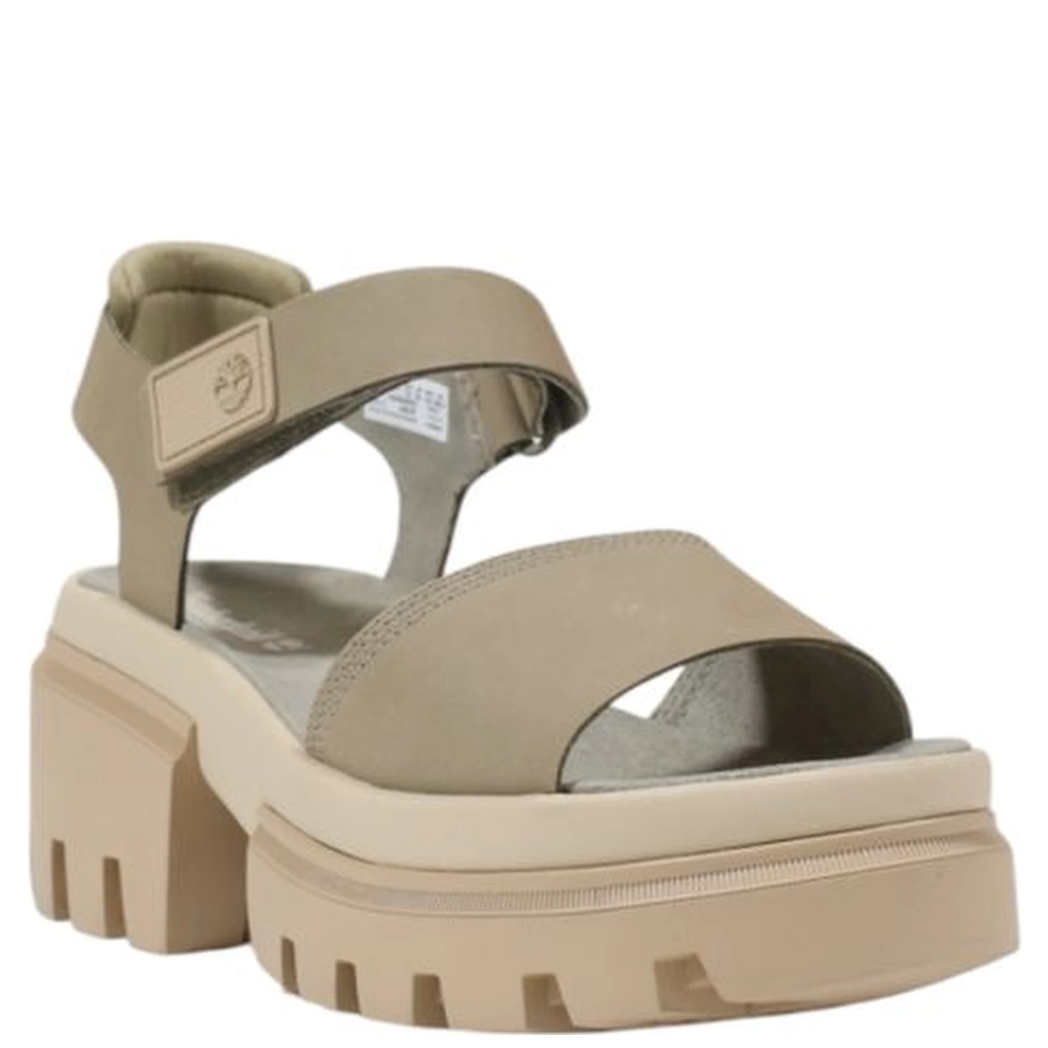Beige Leather Platform Sandals