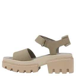 Beige Leather Platform Sandals