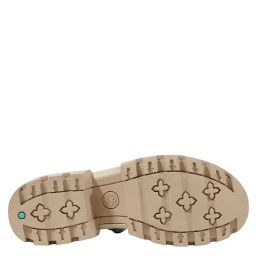 Beige Leather Platform Sandals