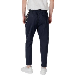 Blue Cotton Casual Pants