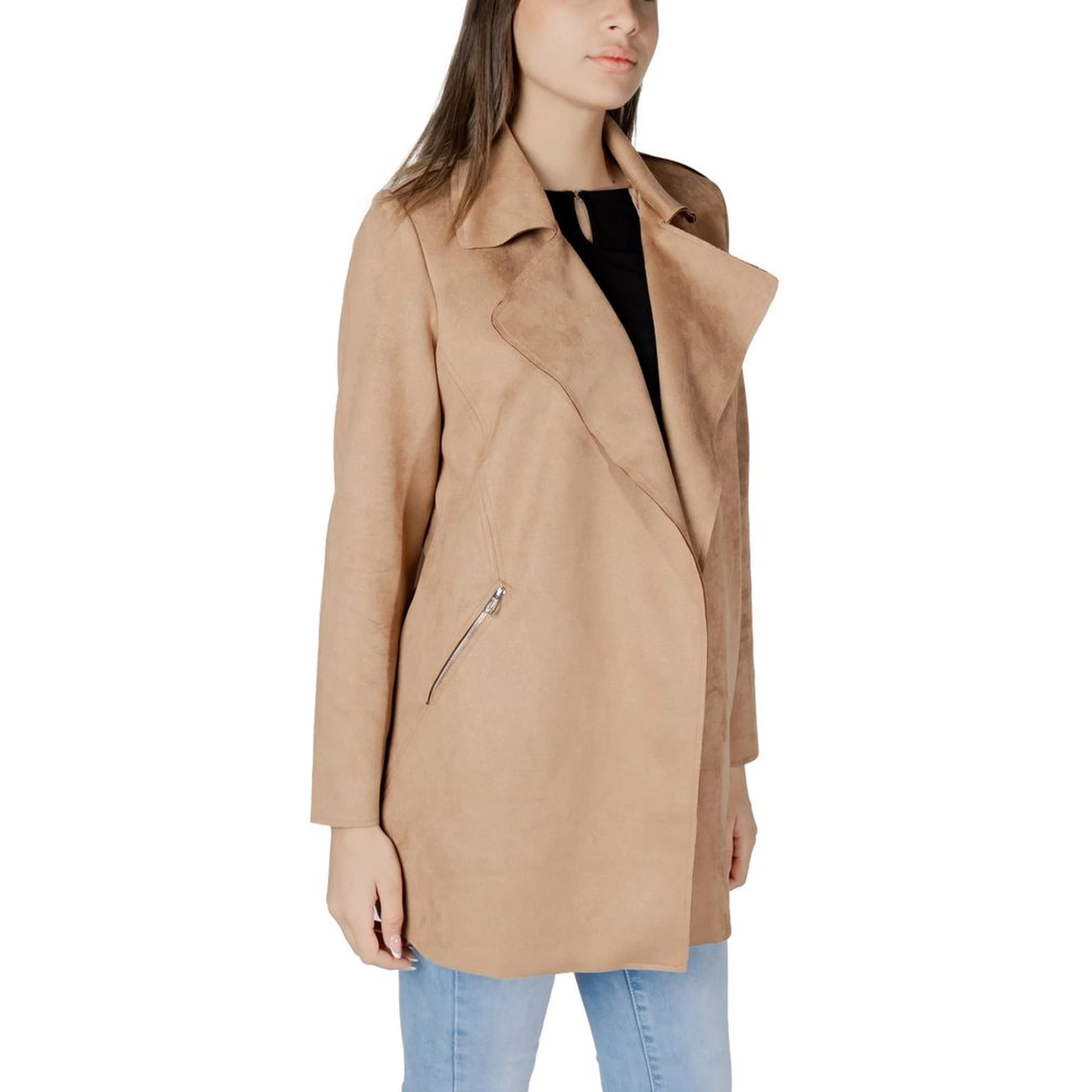 Beige Polyester Trench Coat