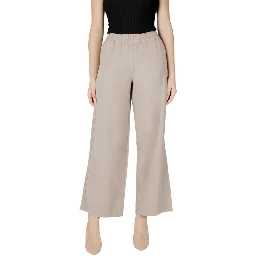 Beige Viscose Casual Pants