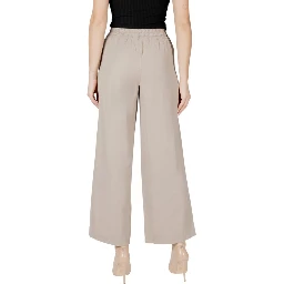 Beige Viscose Casual Pants