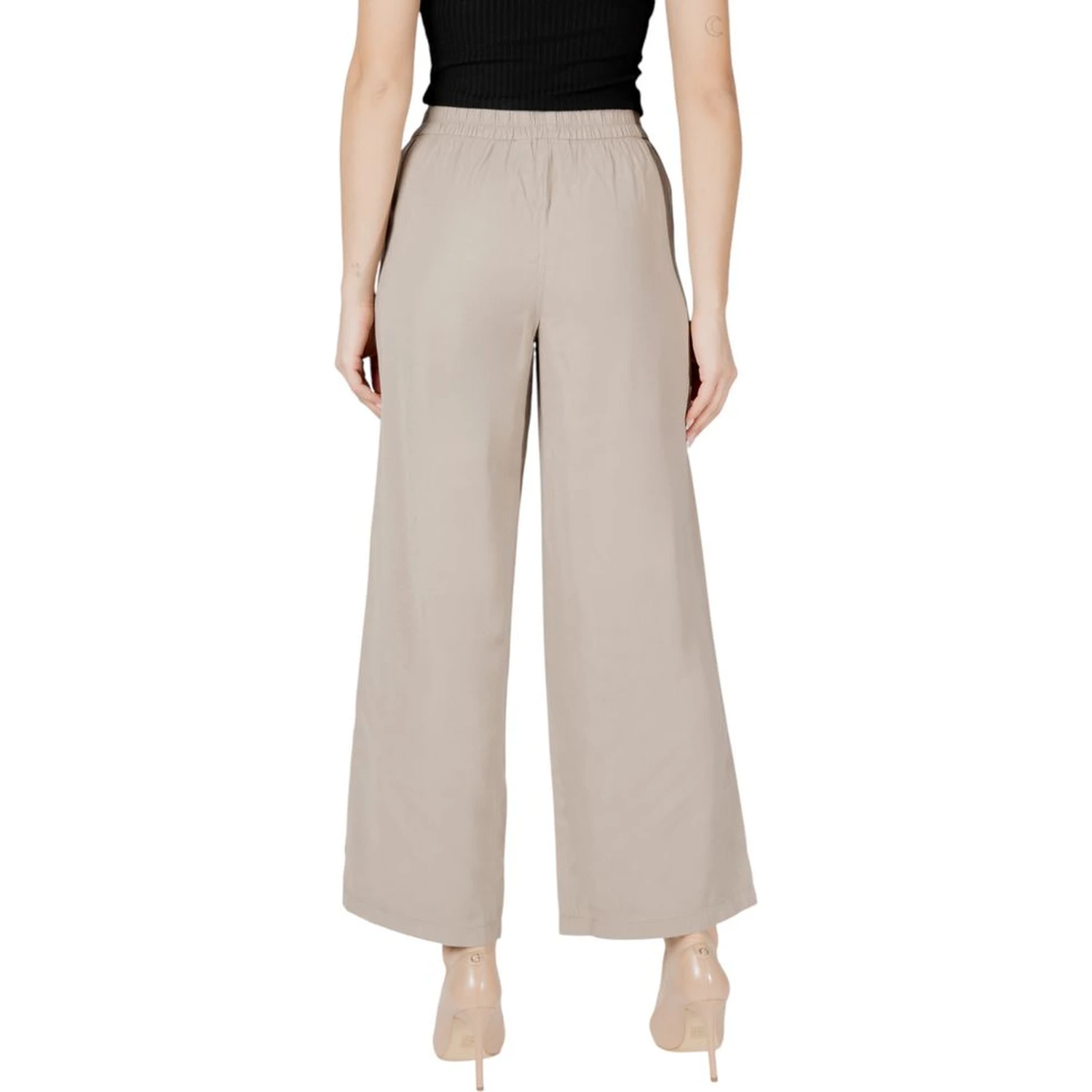 Beige Viscose Casual Pants