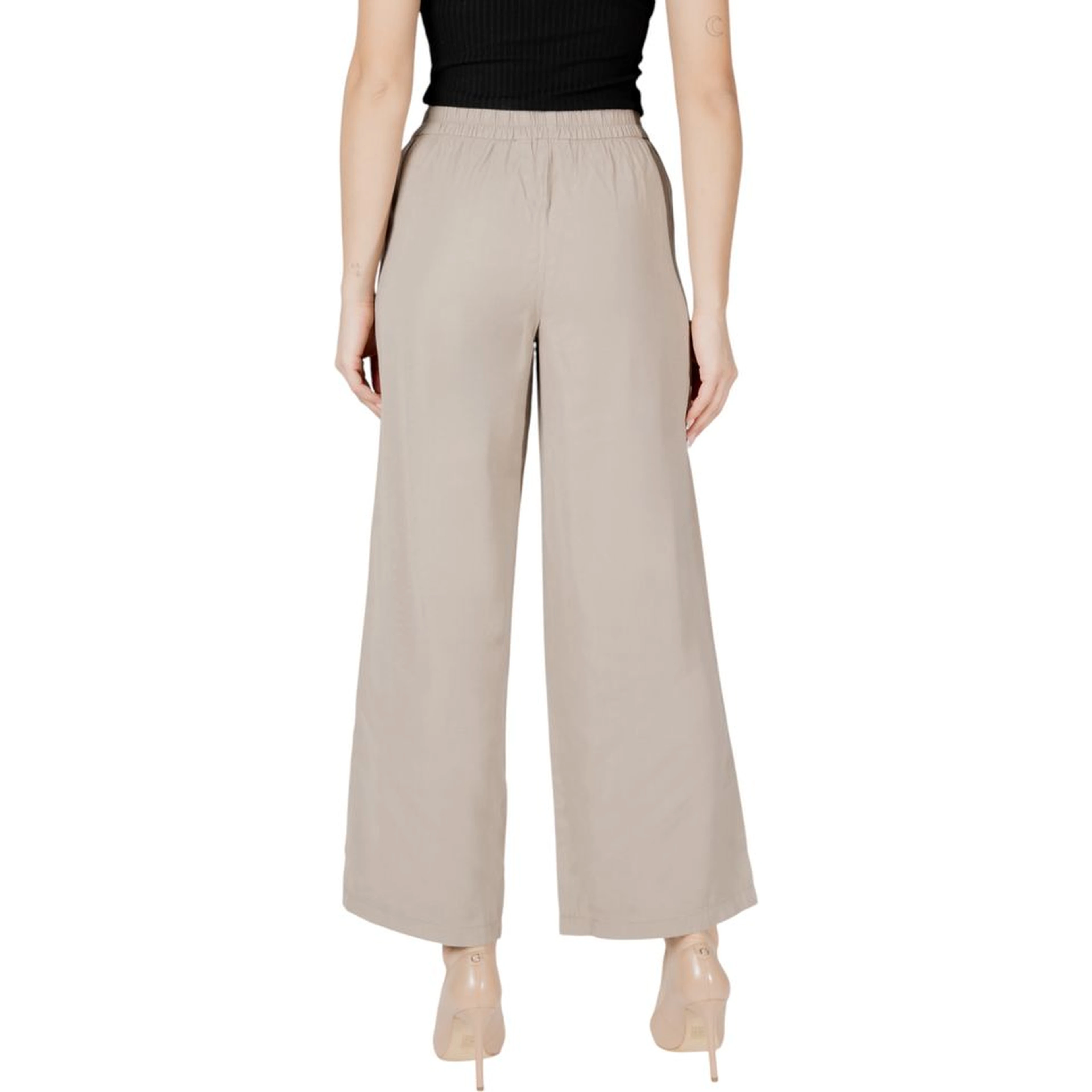 Beige Viscose Casual Pants