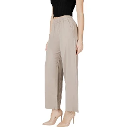 Beige Viscose Casual Pants