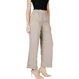 Beige Viscose Casual Pants
