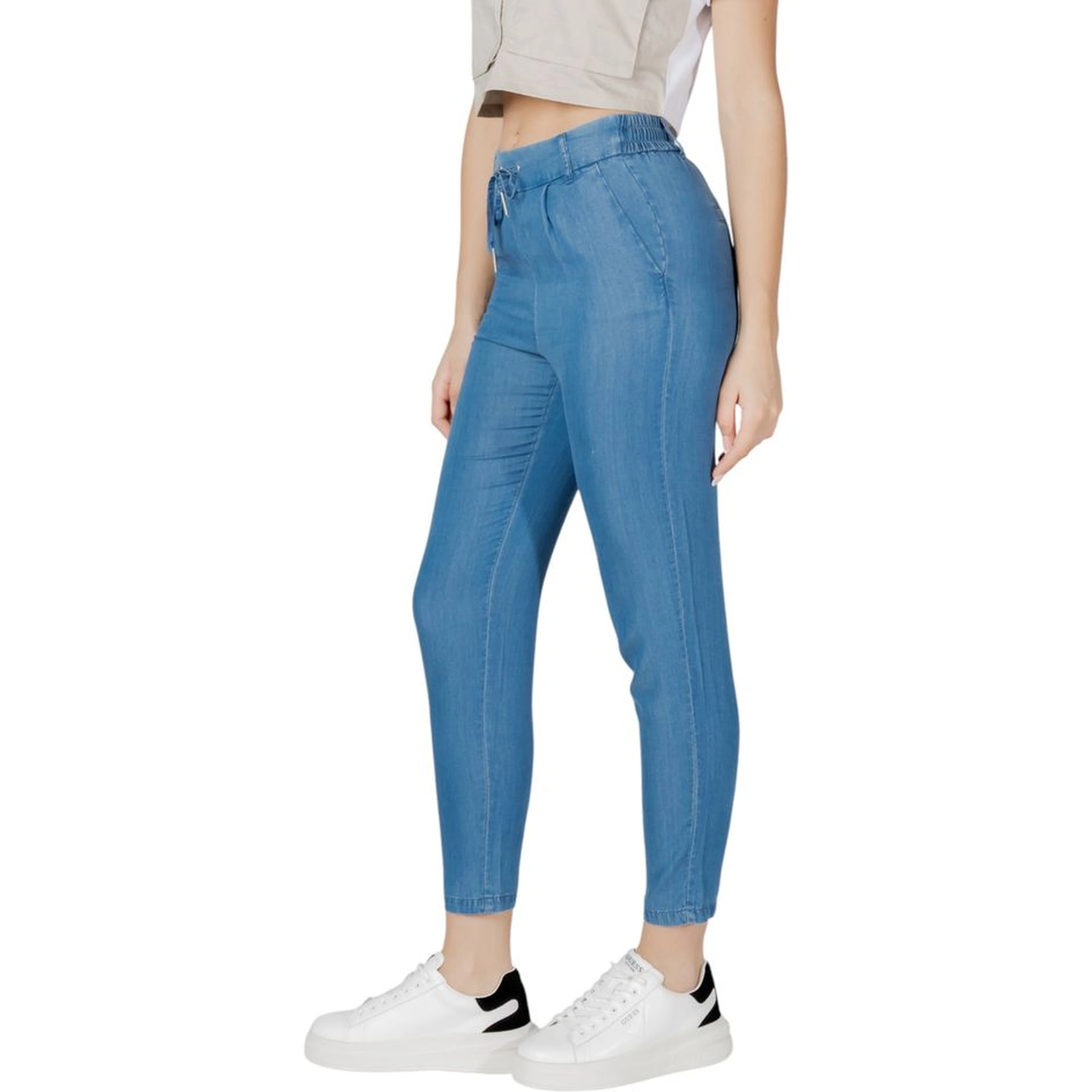 Blue Lyocell Casual Pants