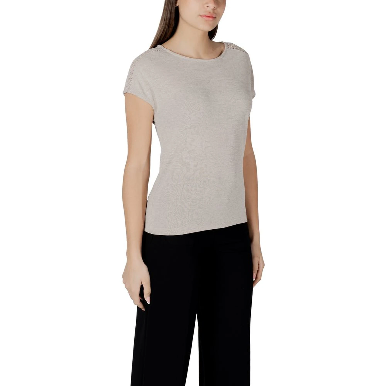 Beige Polyester T-Shirt