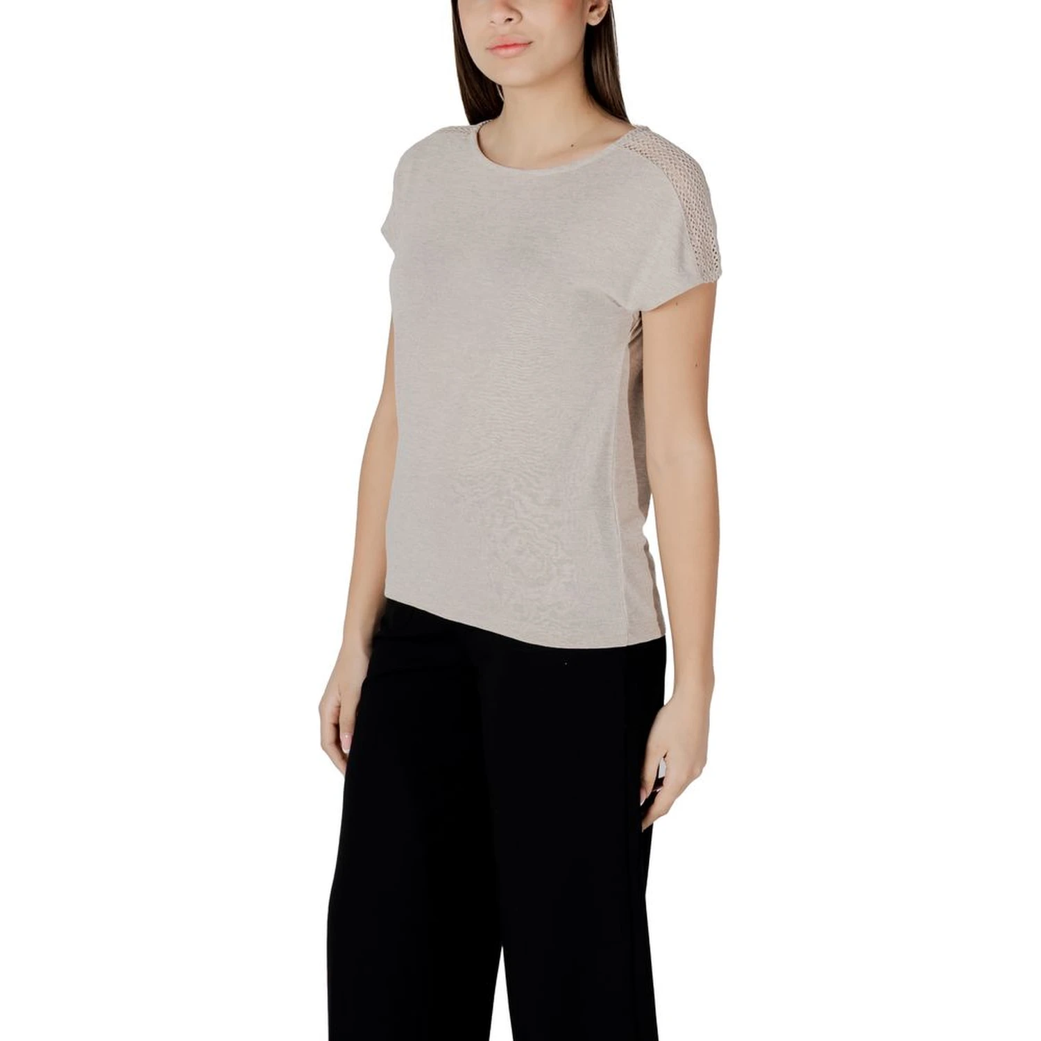 Beige Polyester T-Shirt