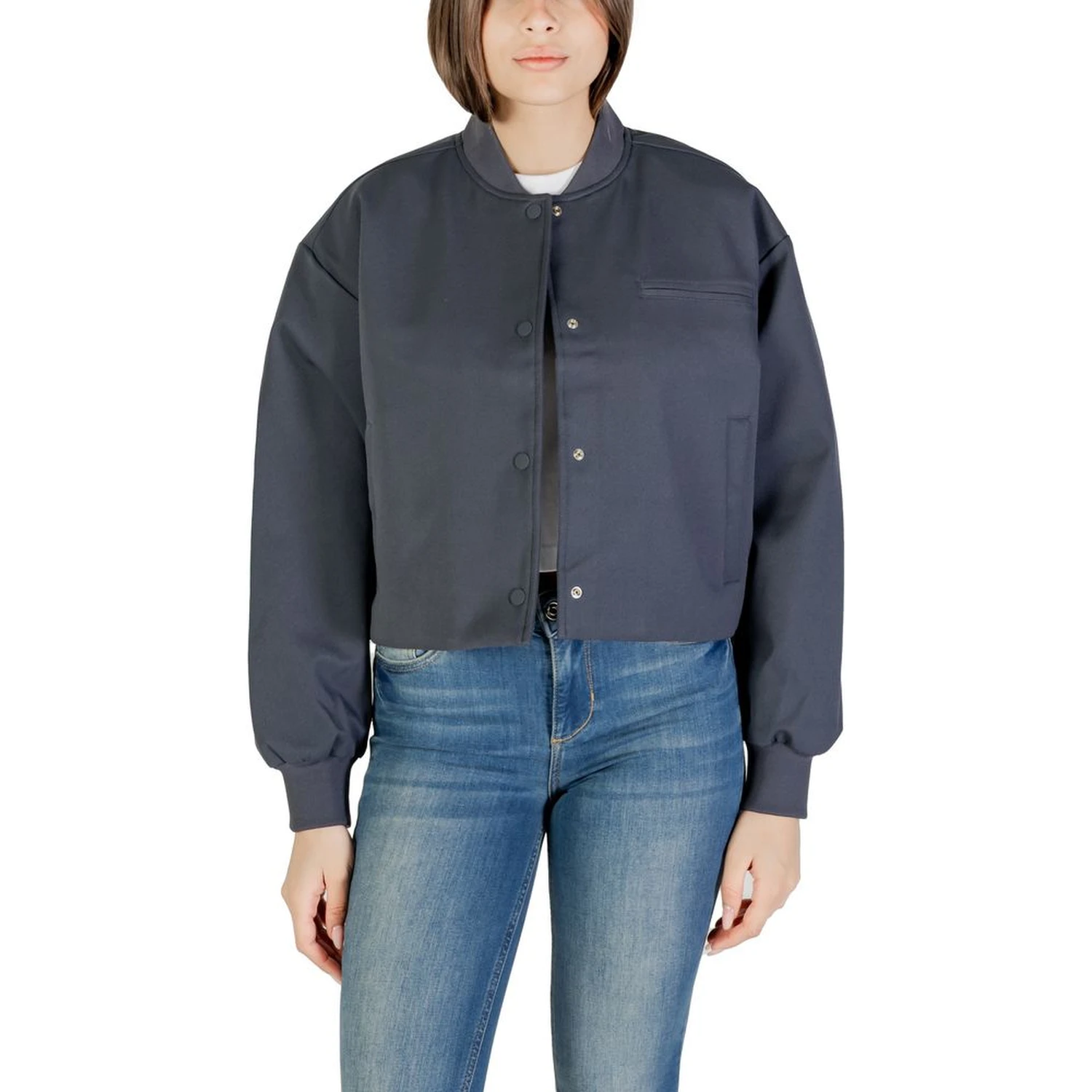 Gray Recycled Polyester Bomber