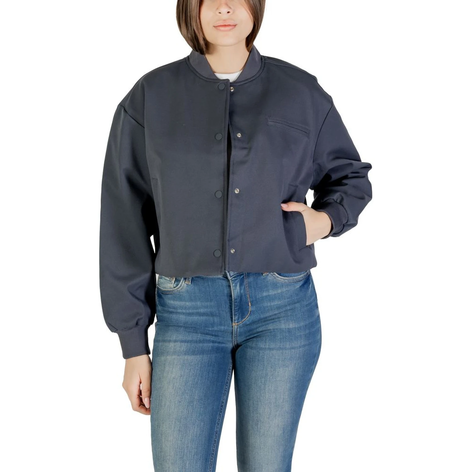 Gray Recycled Polyester Bomber