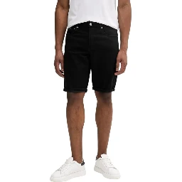 Black Cotton Bermuda Shorts