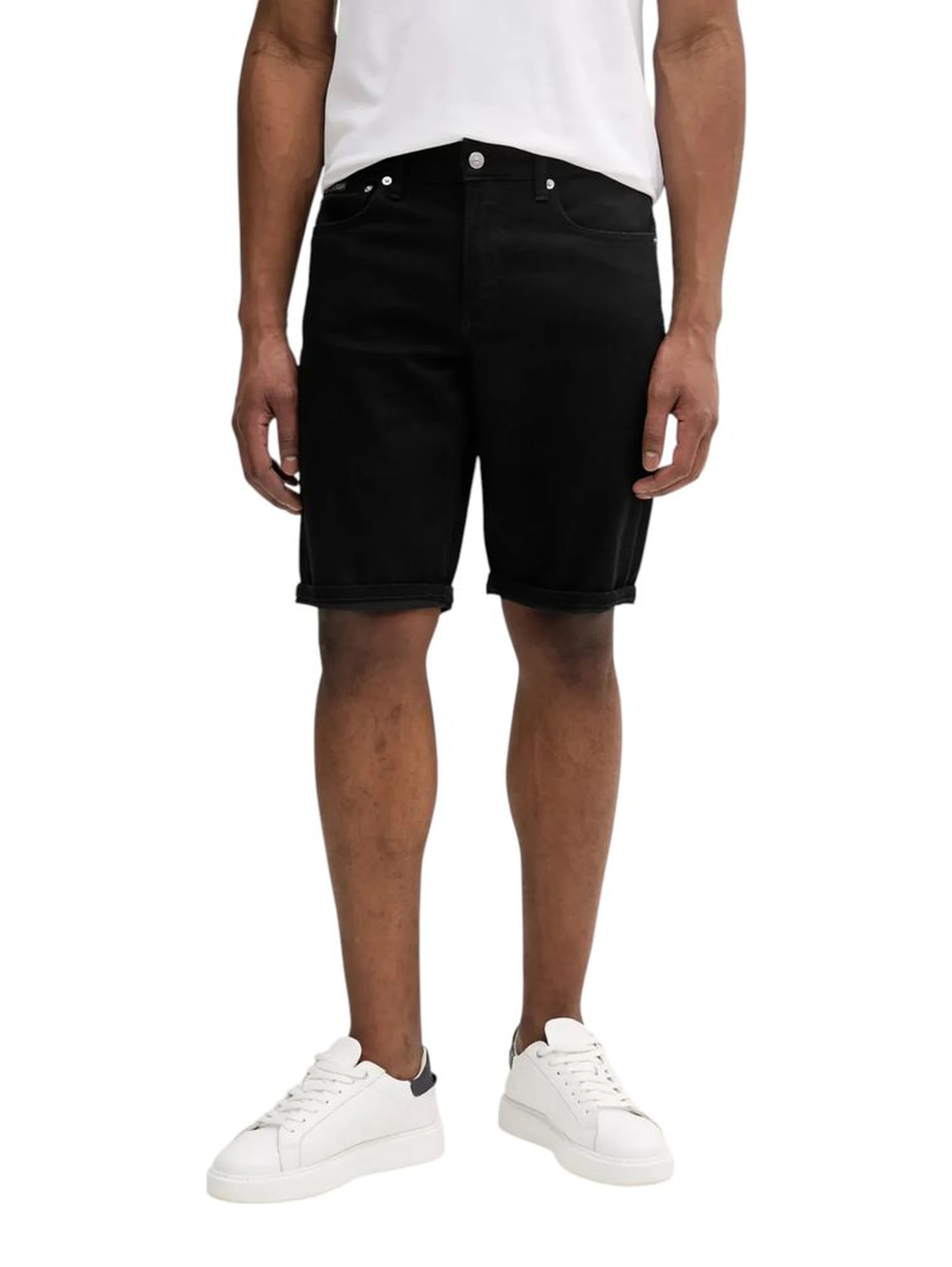 Black Cotton Bermuda Shorts