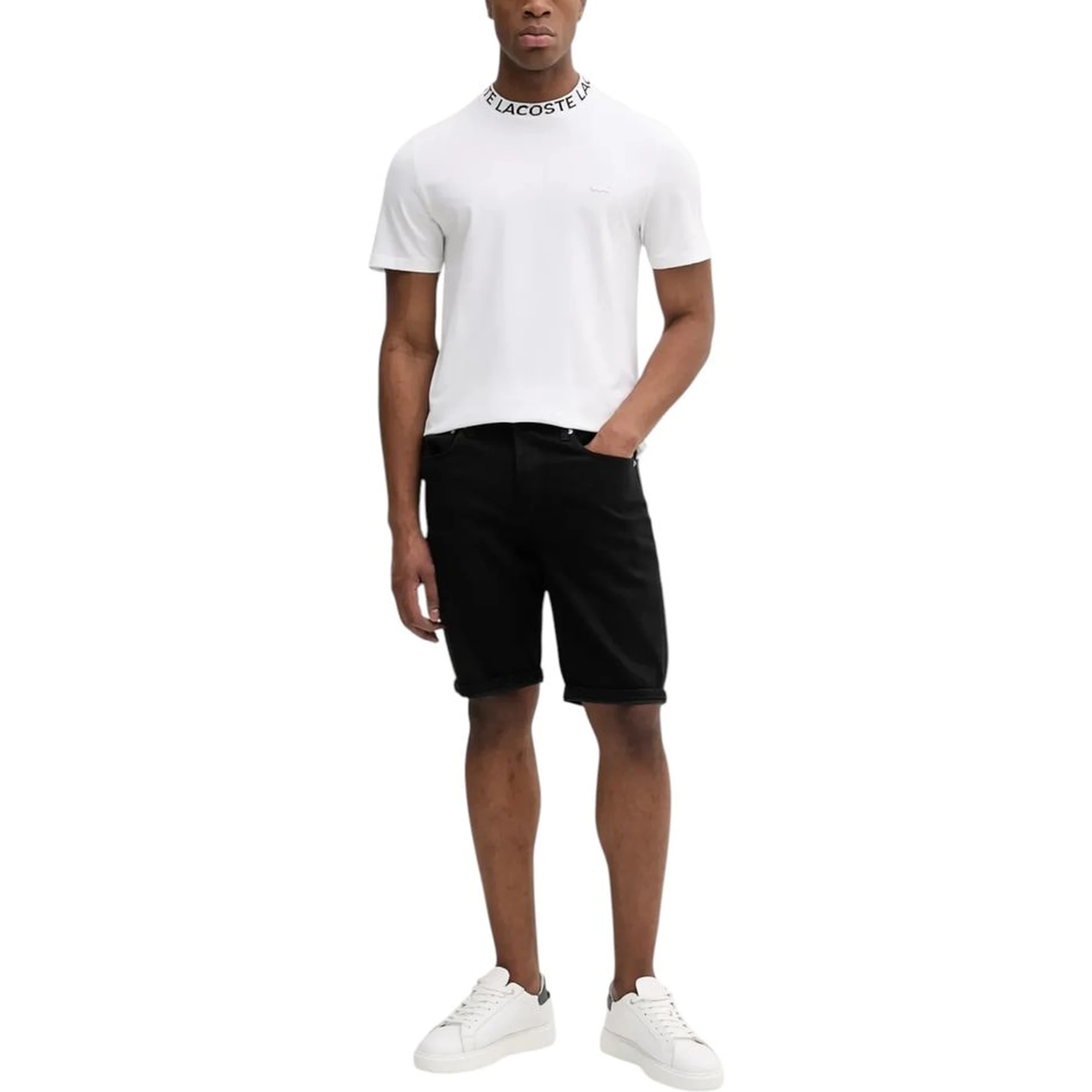 Black Cotton Bermuda Shorts