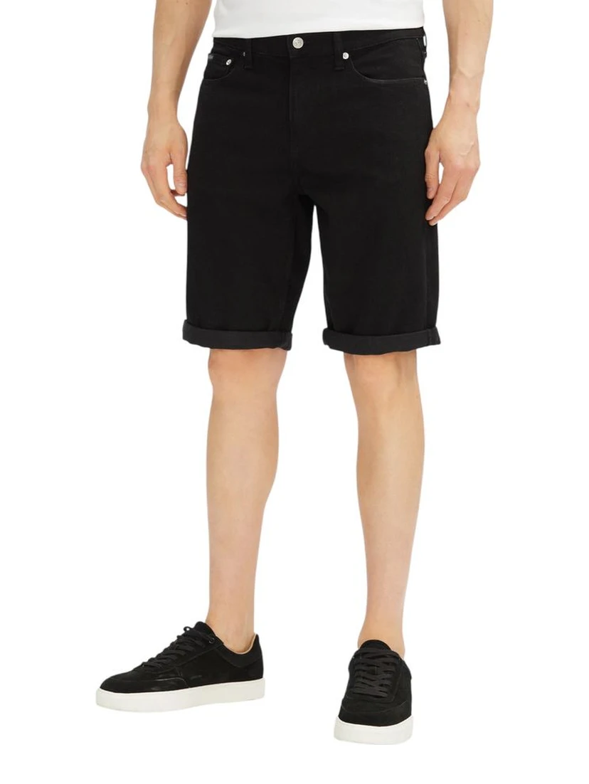 Black Cotton Bermuda Shorts
