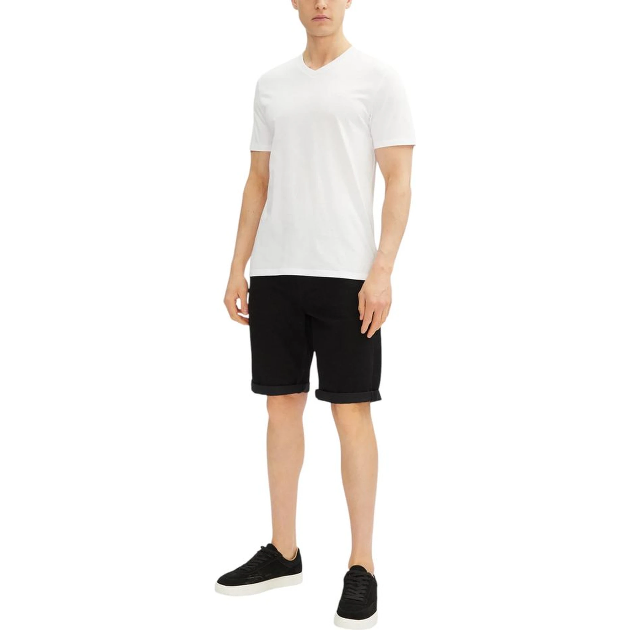 Black Cotton Bermuda Shorts