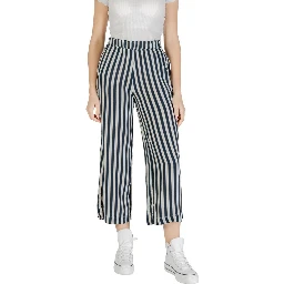 Blue Viscose Cropped Pants