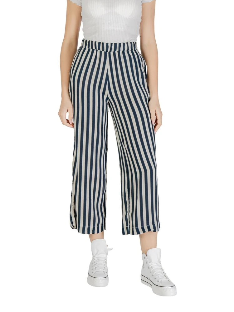 Blue Viscose Cropped Pants