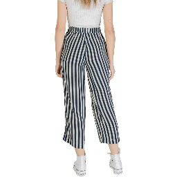 Blue Viscose Cropped Pants
