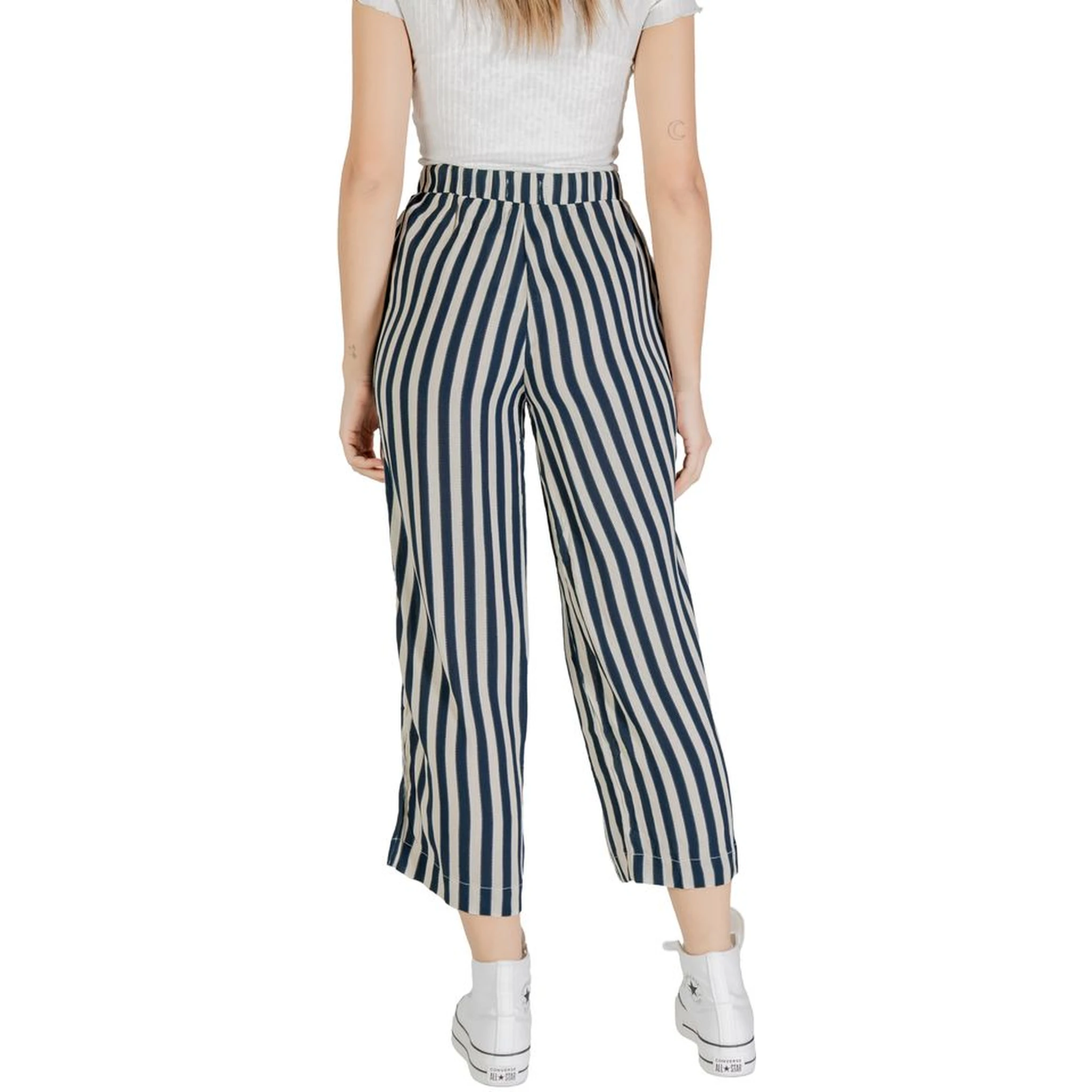 Blue Viscose Cropped Pants