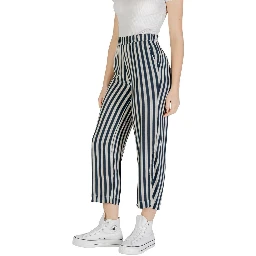 Blue Viscose Cropped Pants