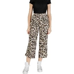 Beige Viscose Cropped Pants