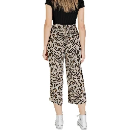 Beige Viscose Cropped Pants