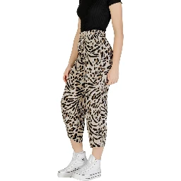 Beige Viscose Cropped Pants
